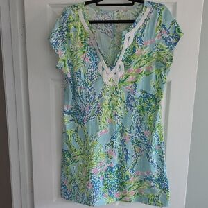 Lilly Pulitzer Seafoam, Light Blue & Pink Floral Top